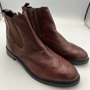 Jeffery Campbell Edmone Brogue Chelsea Brown Leather Boot Women’s Size 8.5 NEW